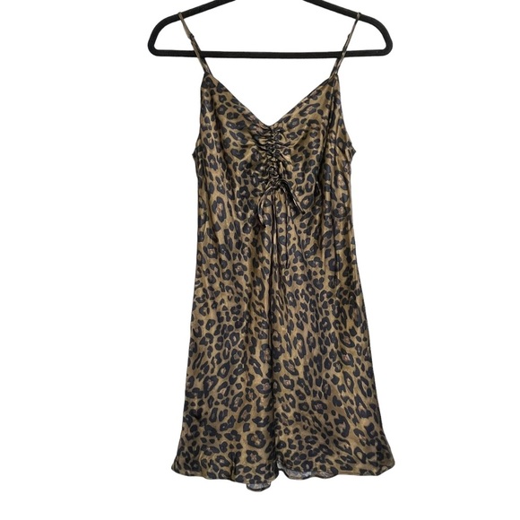 Zara Leopard  Print Satin Mini Slip Dress NWOT - Picture 4 of 7